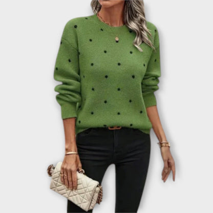Ava – Suéter de Punto de Manga Larga con Estampado de Lunares Ava – Suéter de Punto de Manga Larga con Estampado de Lunares A minha loja Verde XS 