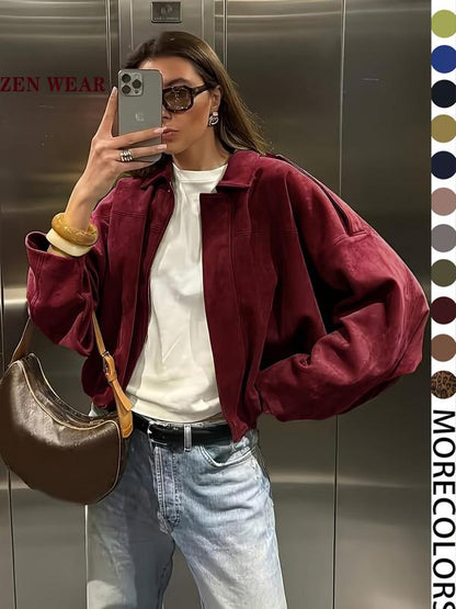 Chaqueta Bomber Vintage Efecto Ante - ZARA