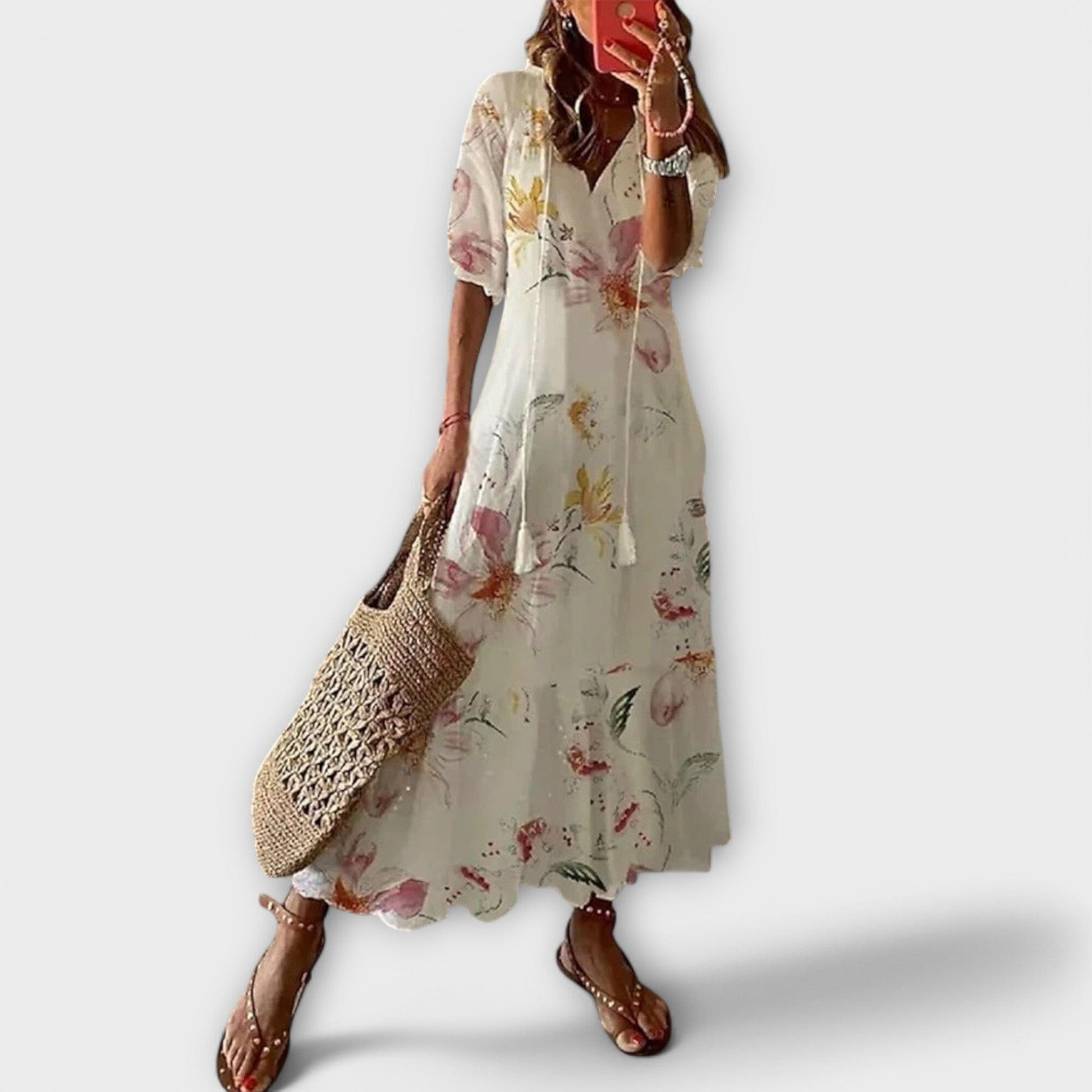 Bettina – Vestido largo bohemio Bettina – Vestido largo bohemio A minha loja Beige XS 