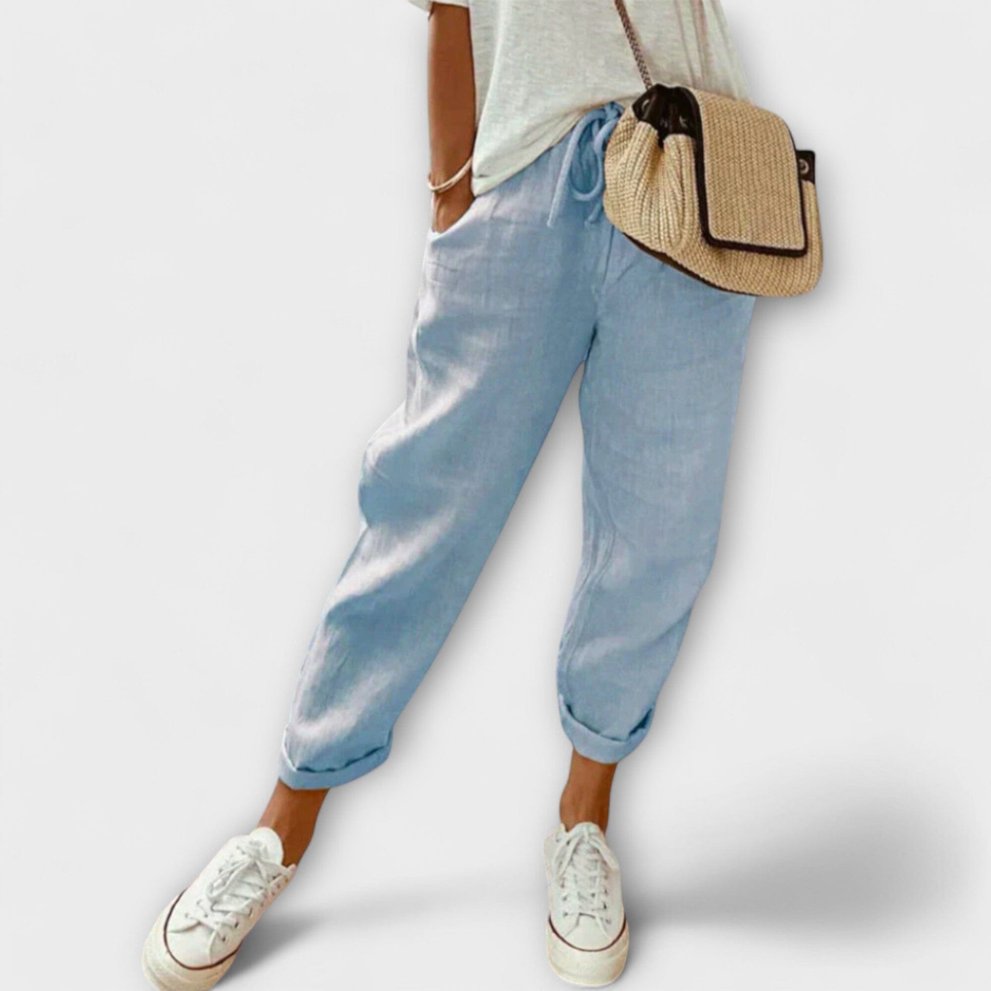 Bibi – Pantalón de lino moderno y casual Bibi – Pantalón de lino moderno y casual A minha loja Azul XS 