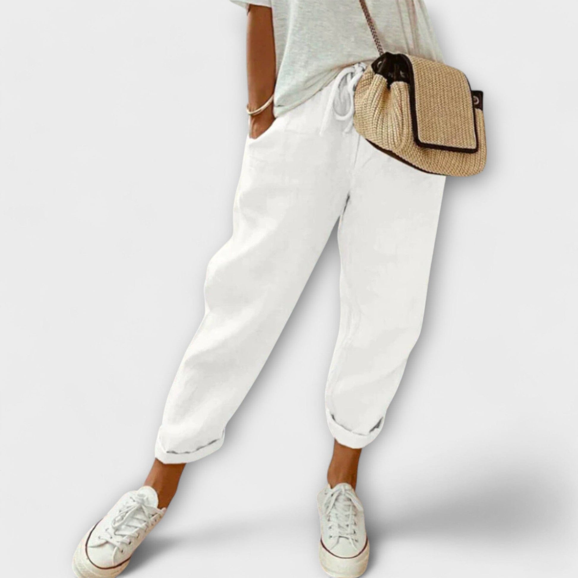 Bibi – Pantalón de lino moderno y casual Bibi – Pantalón de lino moderno y casual A minha loja Blanco XS 