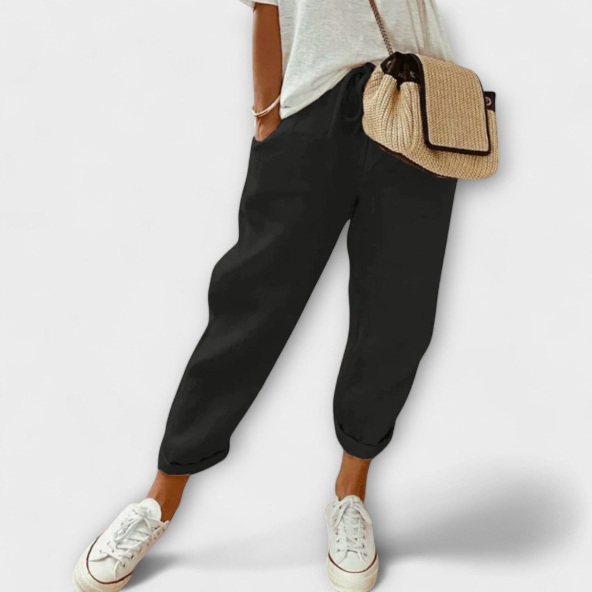 Bibi – Pantalón de lino moderno y casual Bibi – Pantalón de lino moderno y casual A minha loja Negro XS 