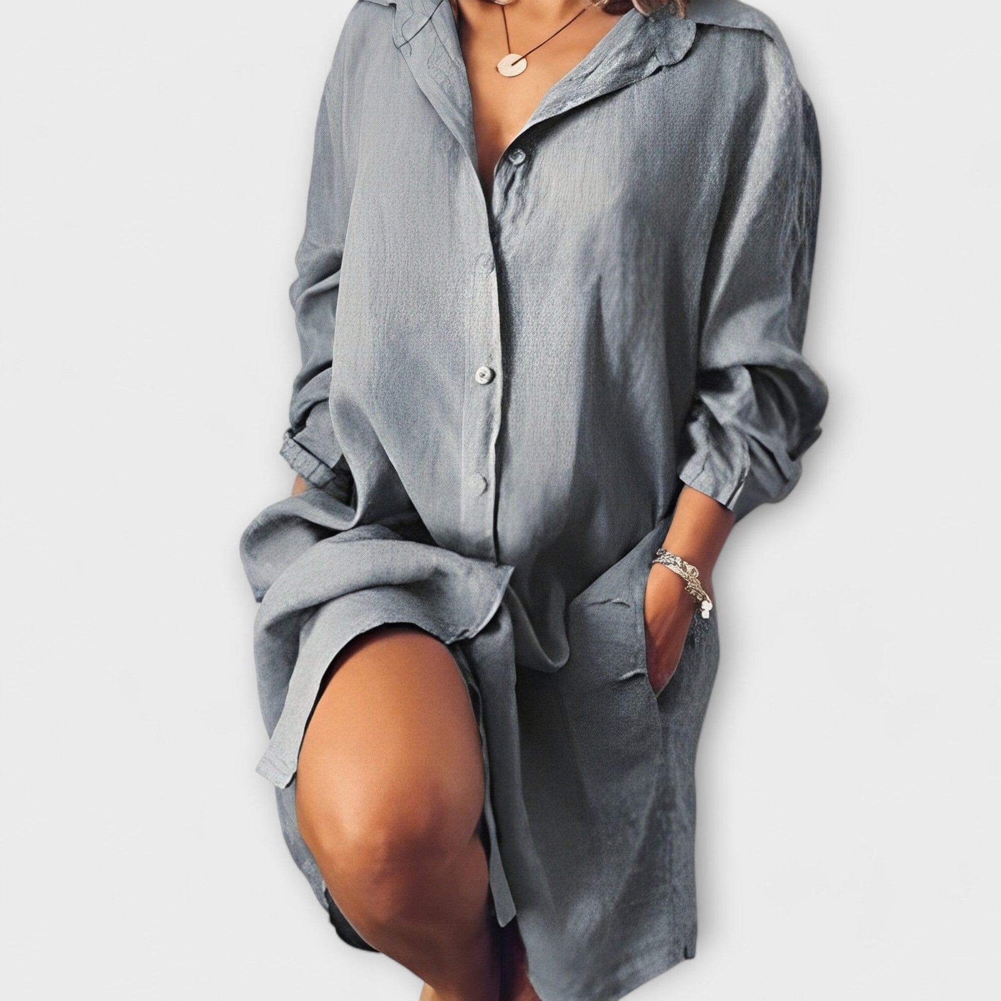 Blusa Casual de Lino para el Día a Día Blusa Casual de Lino para el Día a Día A minha loja Grau S 