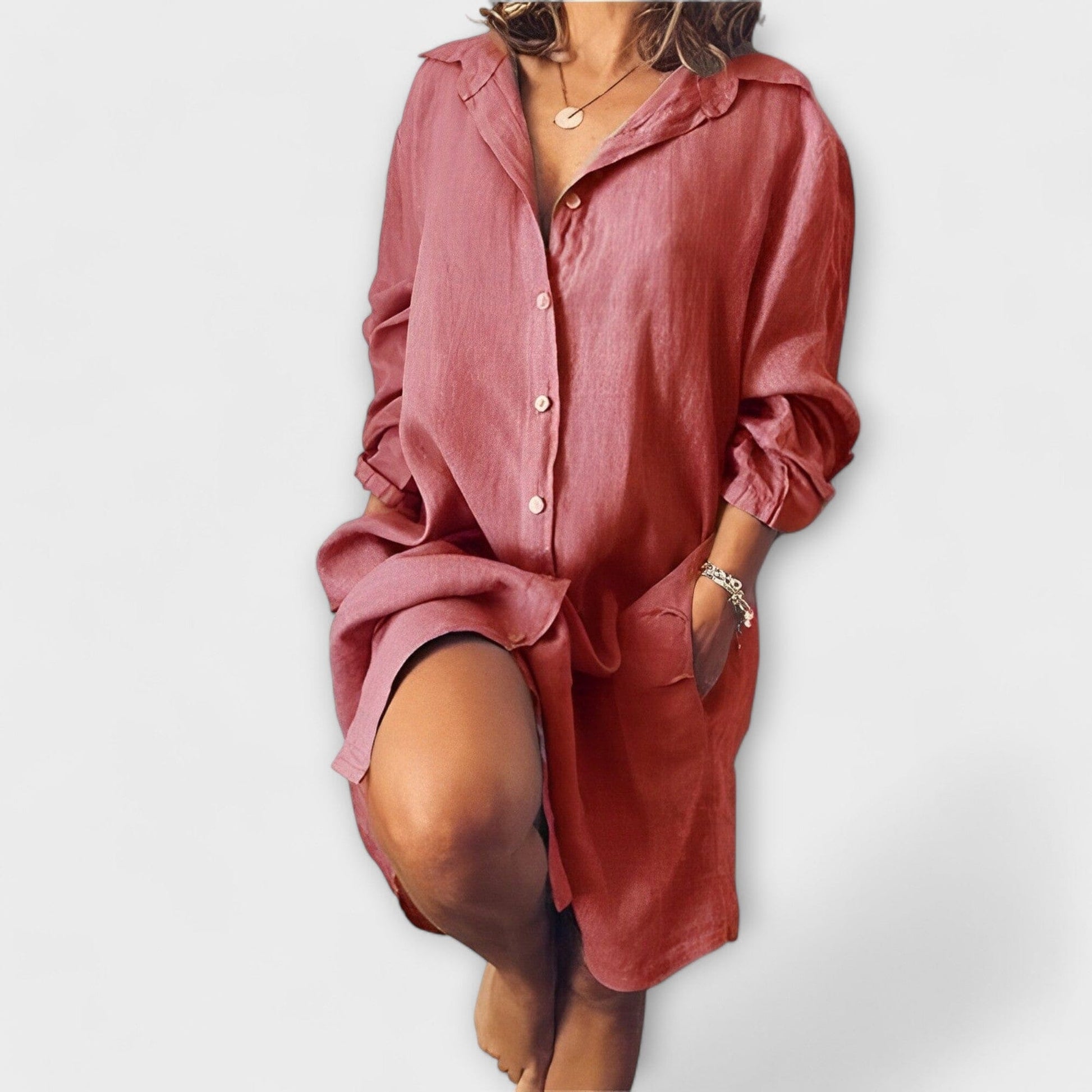 Blusa Casual de Lino para el Día a Día Blusa Casual de Lino para el Día a Día A minha loja Rosa S 