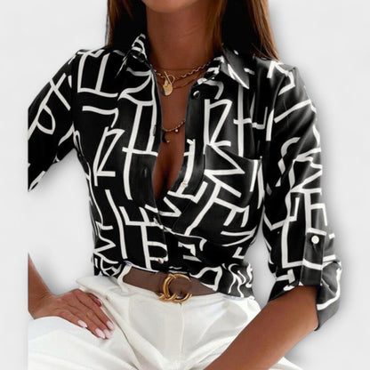 Blusa con Cuello Clásico Blusa con Cuello Clásico A minha loja Schwarzer Schriftzug S 