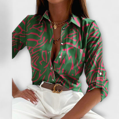 Blusa con Cuello Clásico Blusa con Cuello Clásico A minha loja Verde S 