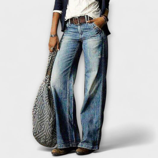 Cess – Pantalón de mezclilla de pierna ancha Cess – Pantalón de mezclilla de pierna ancha A minha loja Azul XS 