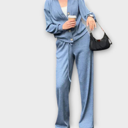 Chantal – Conjunto de Cardigan y Pantalones Chantal – Conjunto de Cardigan y Pantalones A minha loja Azul S 