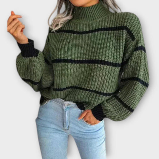 Chavala - Suéter de Cuello Alto a Rayas Chavala - Suéter de Cuello Alto a Rayas A minha loja Verde S 