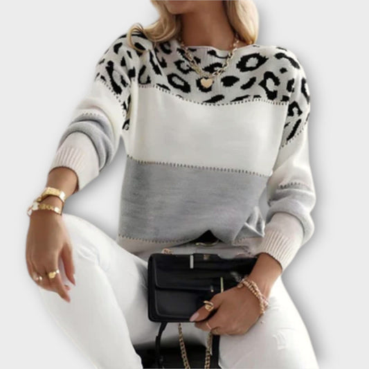 Cheyenne - Suéter Casual con Diseño de Leopardo Cheyenne - Suéter Casual con Diseño de Leopardo A minha loja Grau S 
