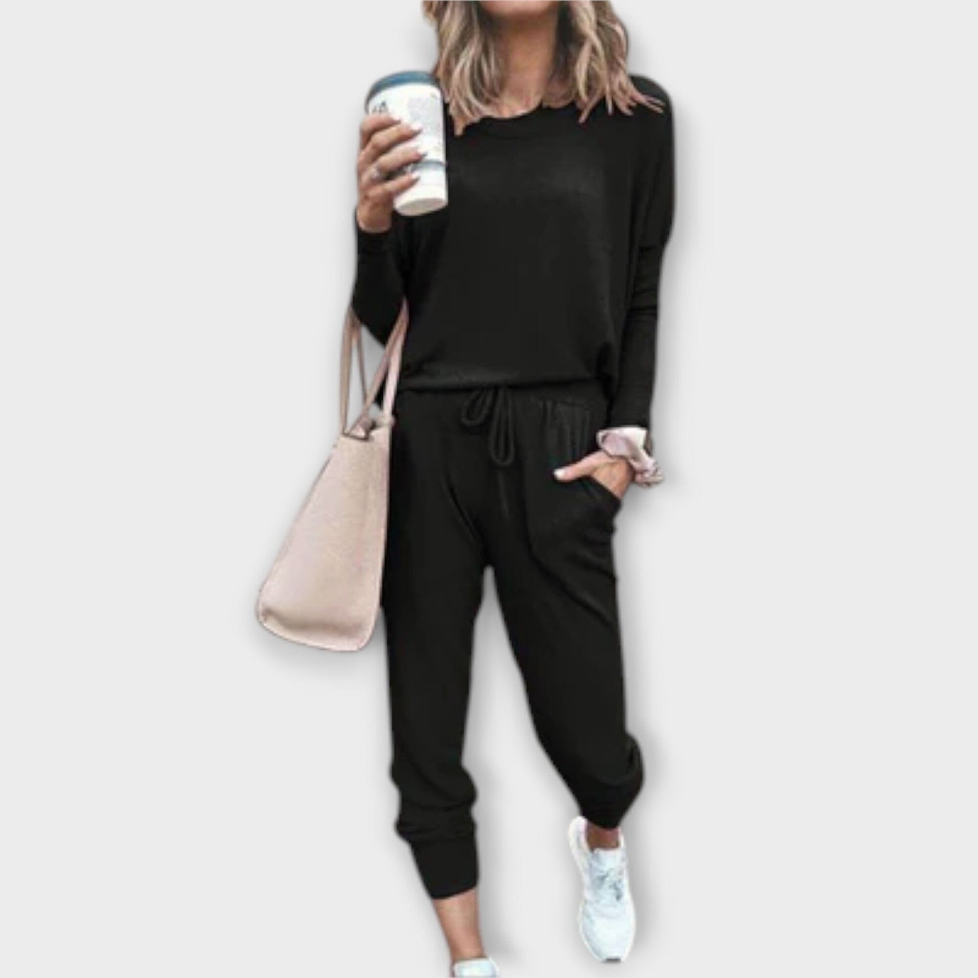 Claire - Conjunto Casual de Dos Piezas Claire - Conjunto Casual de Dos Piezas A minha loja Negro S 