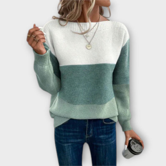 Clara – Elegante Suéter Patchwork en Tres Colores Clara – Elegante Suéter Patchwork en Tres Colores A minha loja Verde S 