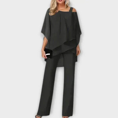 Conjunto de Noche de Chiffon Conjunto de Noche de Chiffon A minha loja Negro S 