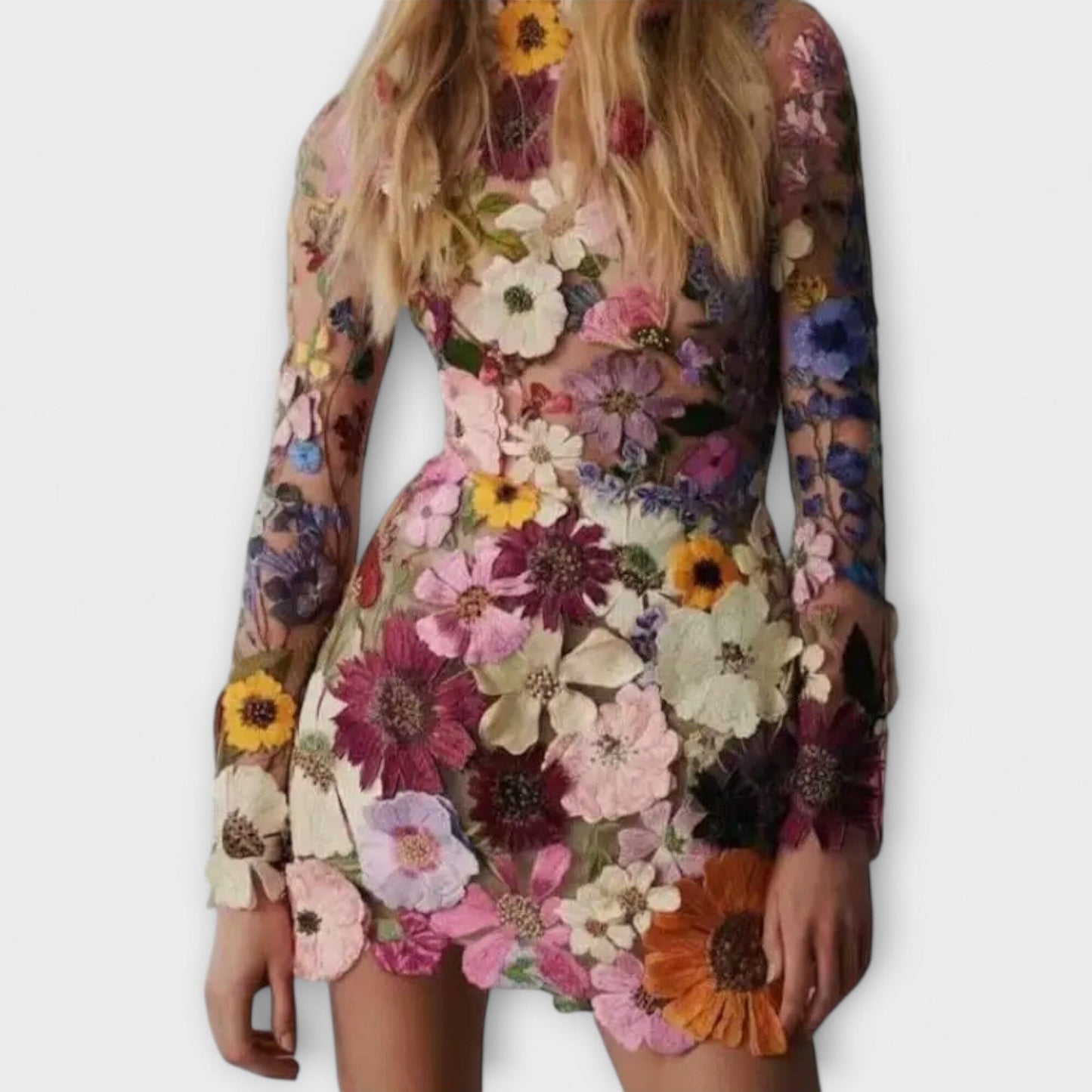 Dolores – Vestido con estampado de flores 3D Dolores – Vestido con estampado de flores 3D A minha loja Lila S 
