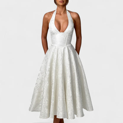 Effie – Vestido Midi Texturizado con Escote Halter