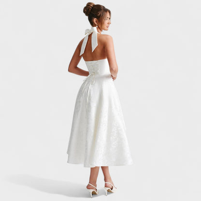Effie – Vestido Midi Texturizado con Escote Halter
