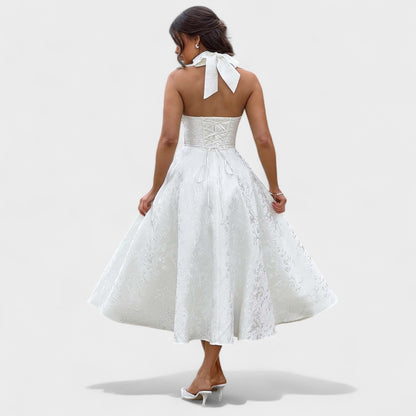 Effie – Vestido Midi Texturizado con Escote Halter