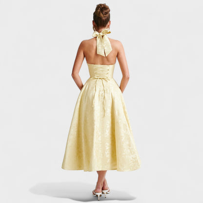 Effie – Vestido Midi Texturizado con Escote Halter