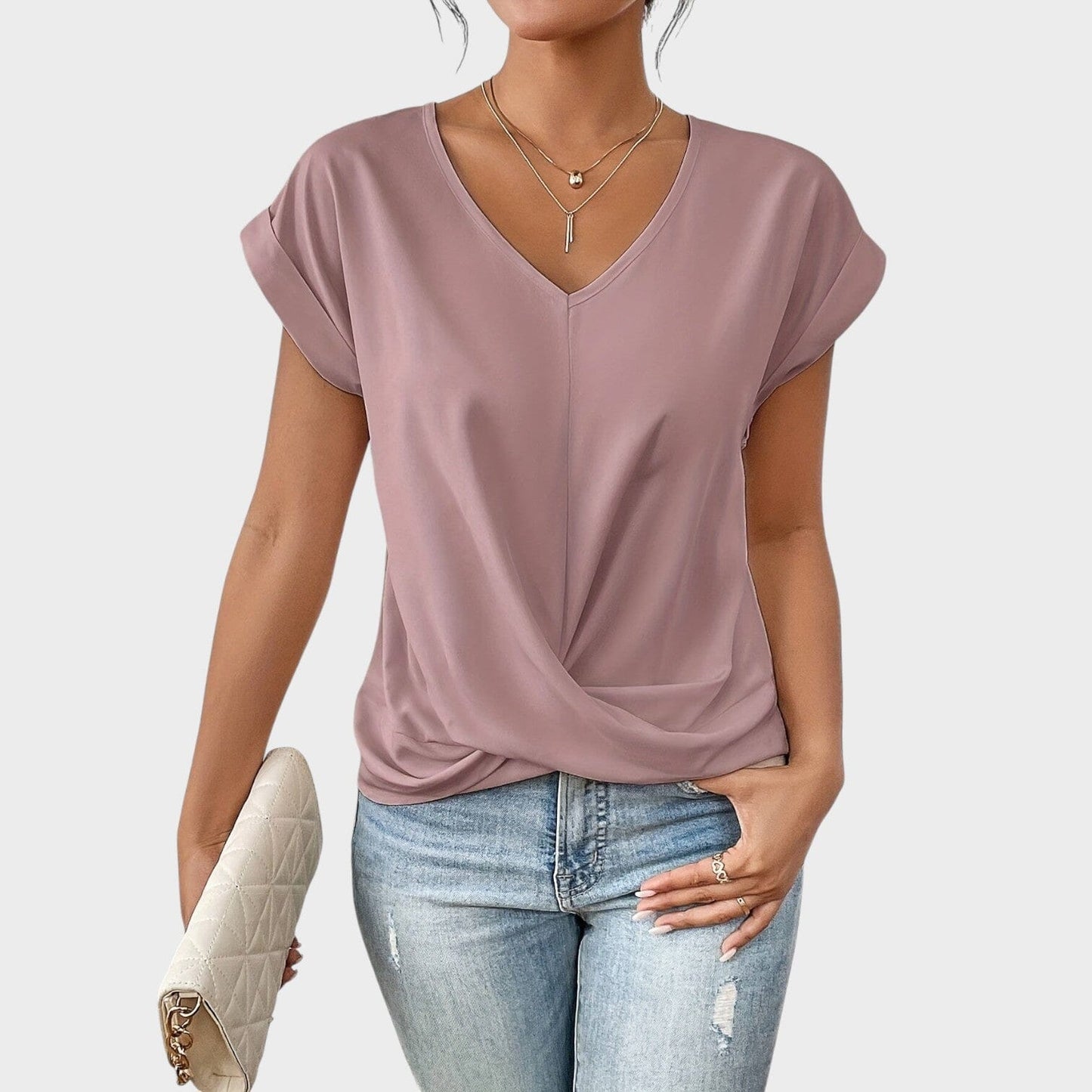 Eloise | Blusa con escote en V y detalle de nudo Eloise | Blusa con escote en V y detalle de nudo Rita Rosa S 