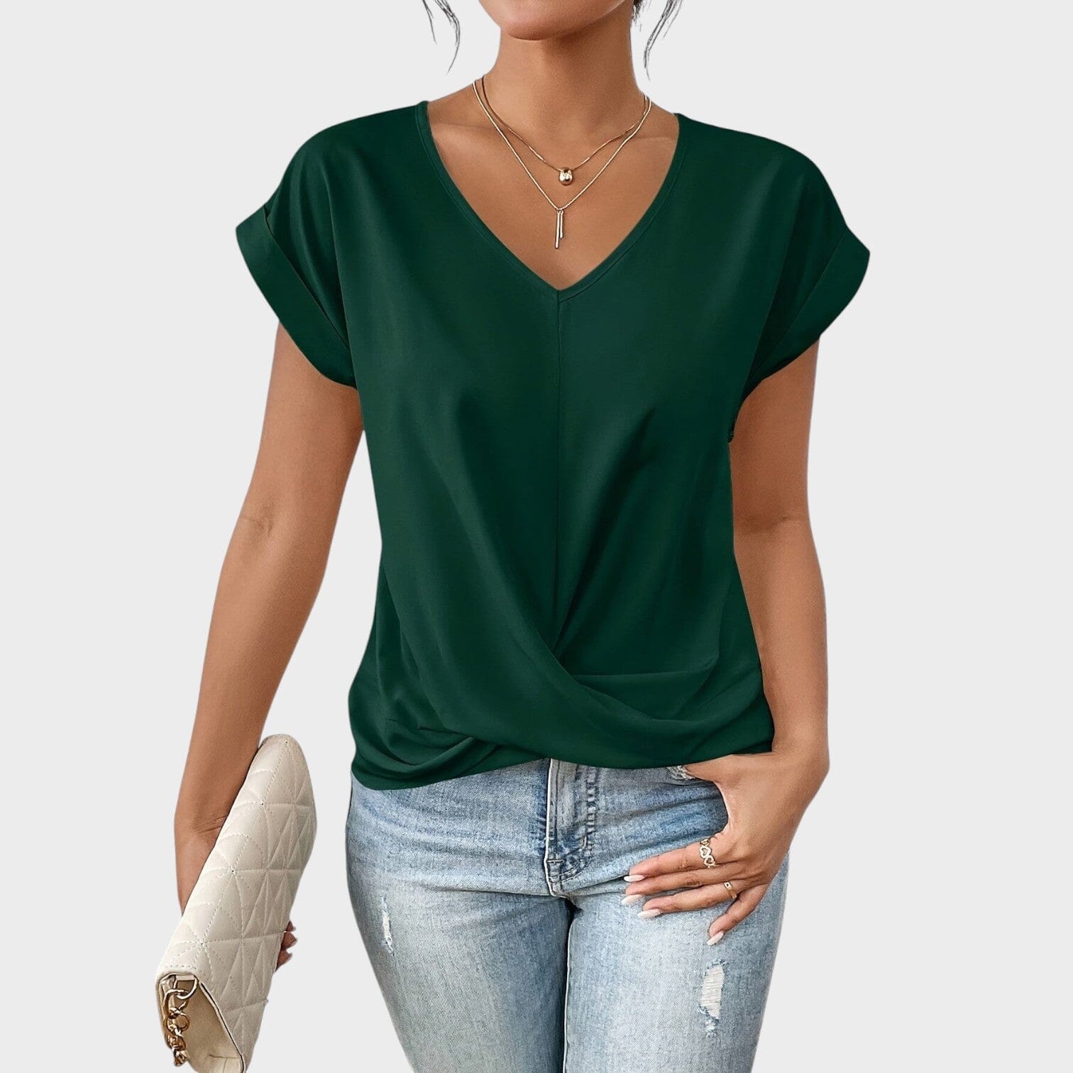 Eloise | Blusa con escote en V y detalle de nudo Eloise | Blusa con escote en V y detalle de nudo Rita Verde S 
