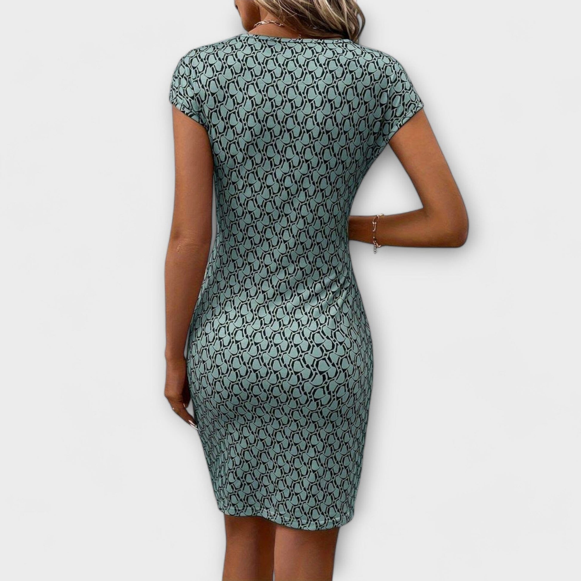 Emma – Vestido de manga corta con corte tulipán y estampado integral Emma – Vestido de manga corta con corte tulipán y estampado integral A minha loja 