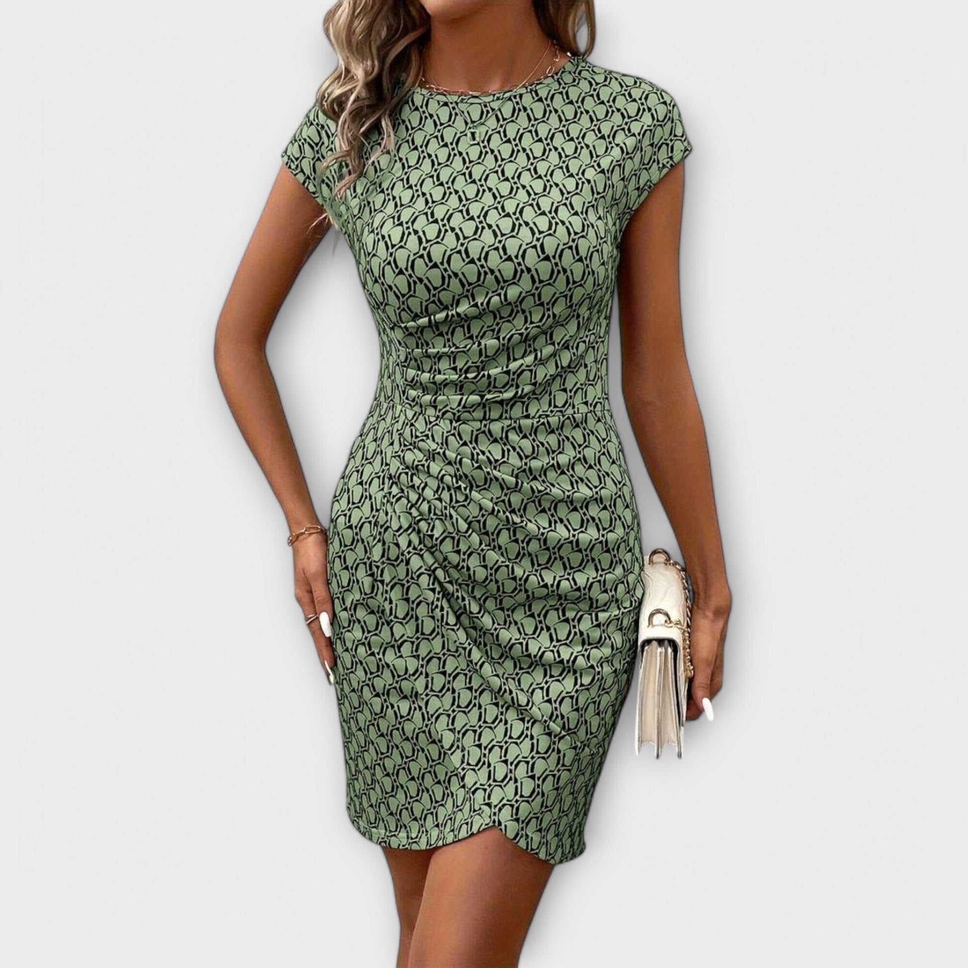 Emma – Vestido de manga corta con corte tulipán y estampado integral Emma – Vestido de manga corta con corte tulipán y estampado integral A minha loja Armeegrün XS 