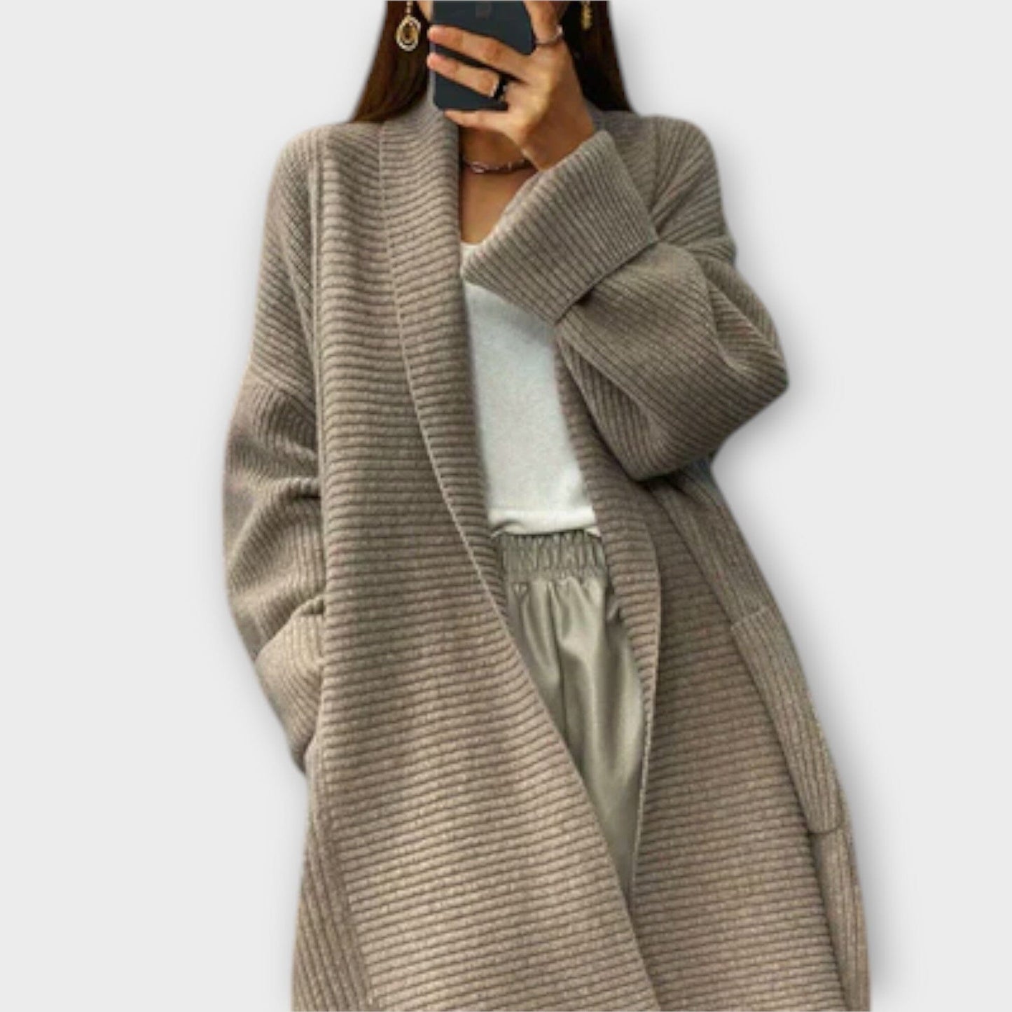 Euphemia – Cárdigan Largo de Punto Euphemia – Cárdigan Largo de Punto A minha loja Khaki Einheitsgröße (S-2XL) 
