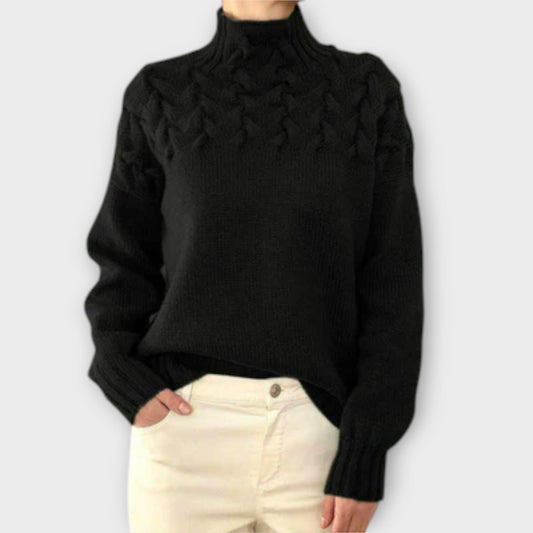 Eva – Suéter para Mujer con Detalle de Trenza Eva – Suéter para Mujer con Detalle de Trenza A minha loja Negro S 