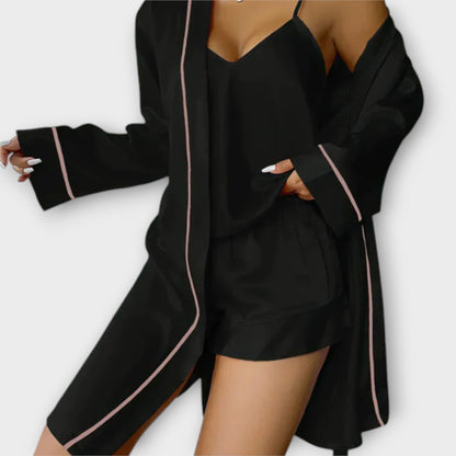 Félicité – Conjunto de Pijama de 3 Piezas Cómodo Félicité – Conjunto de Pijama de 3 Piezas Cómodo A minha loja Negro S 