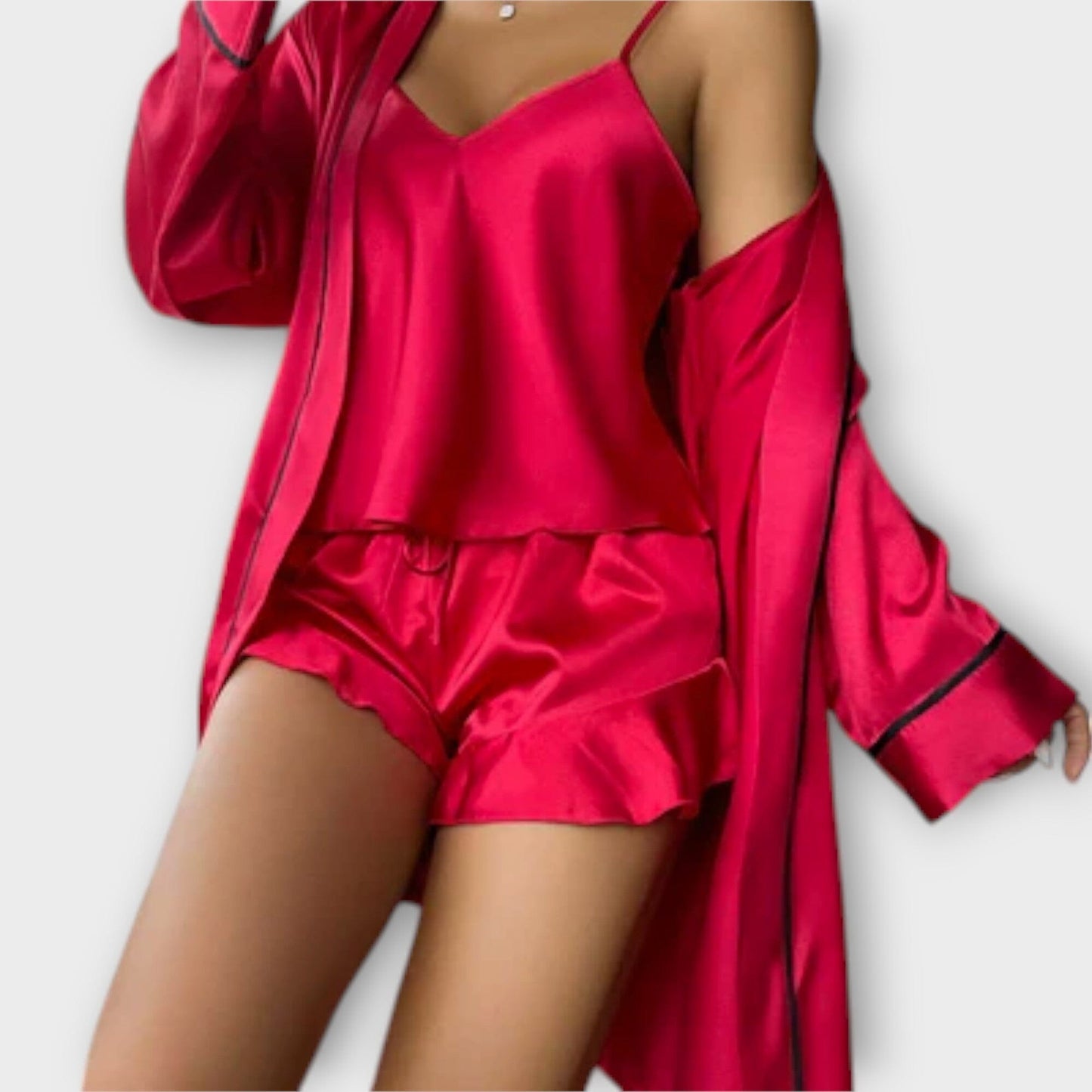 Félicité – Conjunto de Pijama de 3 Piezas Cómodo Félicité – Conjunto de Pijama de 3 Piezas Cómodo A minha loja Rojo S 