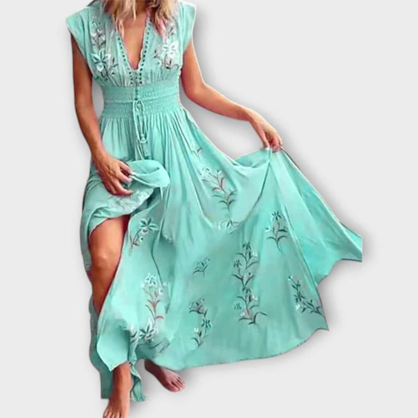 Felizia – Vestido boho con bordados encantadores Felizia – Vestido boho con bordados encantadores A minha loja Türkisblau S 