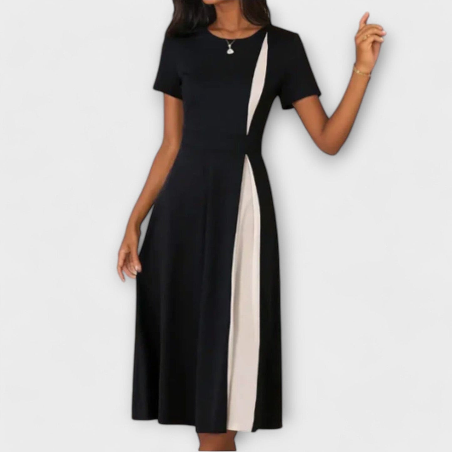 Hanne – Vestido midi en blanco y negro Hanne – Vestido midi en blanco y negro A minha loja 