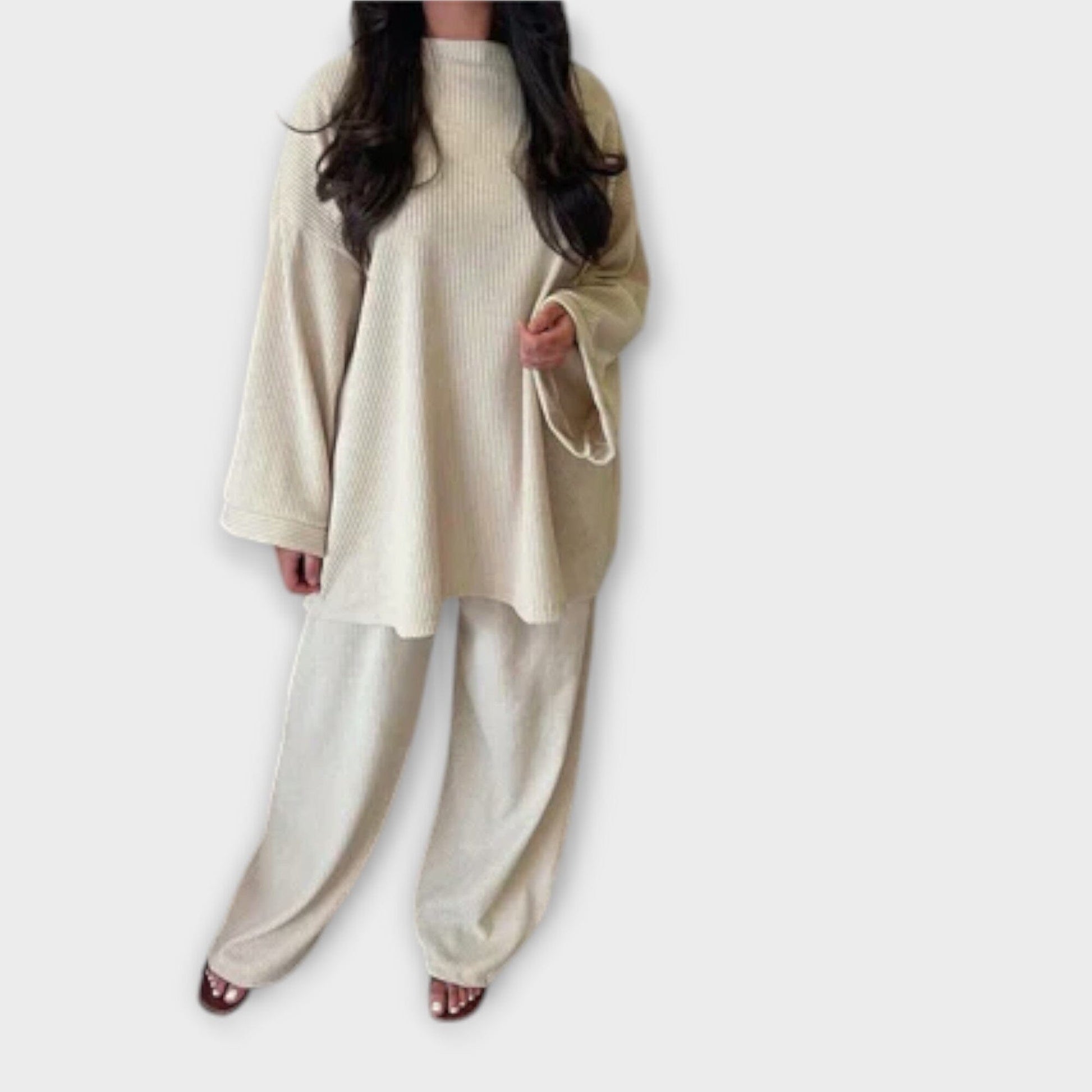 Ingrid – Conjunto Plus Size de Estilo Acanalado Ingrid – Conjunto Plus Size de Estilo Acanalado A minha loja Blanco S 