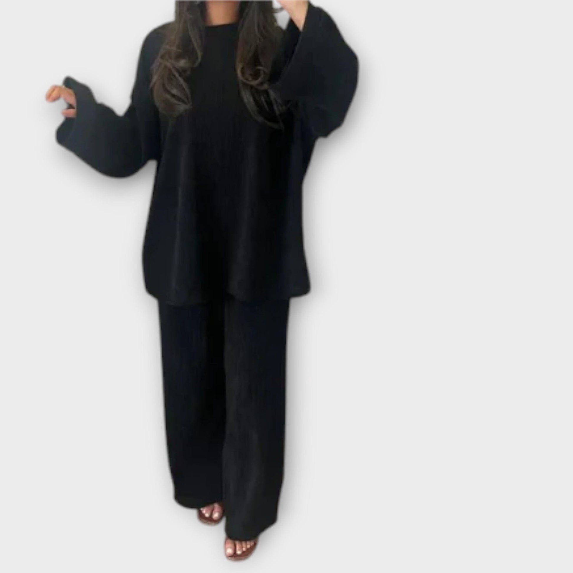 Ingrid – Conjunto Plus Size de Estilo Acanalado Ingrid – Conjunto Plus Size de Estilo Acanalado A minha loja Negro S 