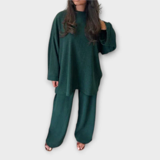 Ingrid – Conjunto Plus Size de Estilo Acanalado Ingrid – Conjunto Plus Size de Estilo Acanalado A minha loja Verde S 