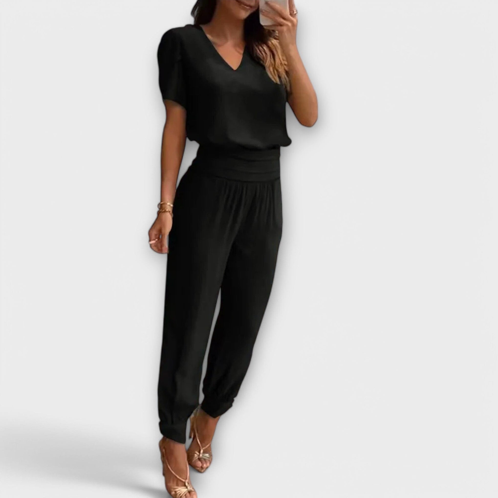Irmelin – Conjunto Elegante con Top y Pantalón Irmelin – Conjunto Elegante con Top y Pantalón A minha loja Negro S 
