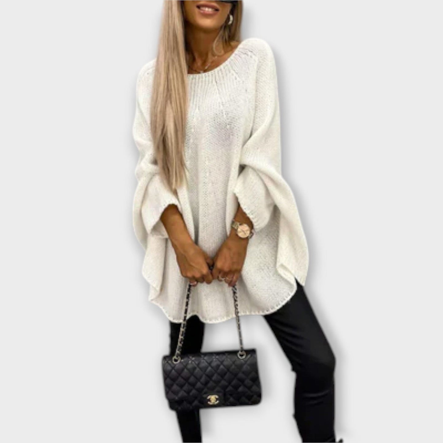 Isabelle - Pullover de Mujer con Cuello Redondo Estiloso Isabelle - Pullover de Mujer con Cuello Redondo Estiloso A minha loja Creme S 