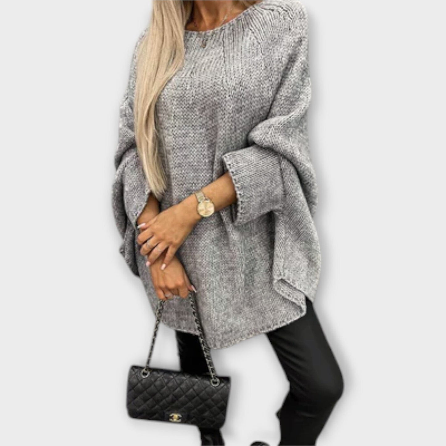 Isabelle - Pullover de Mujer con Cuello Redondo Estiloso Isabelle - Pullover de Mujer con Cuello Redondo Estiloso A minha loja Grau S 