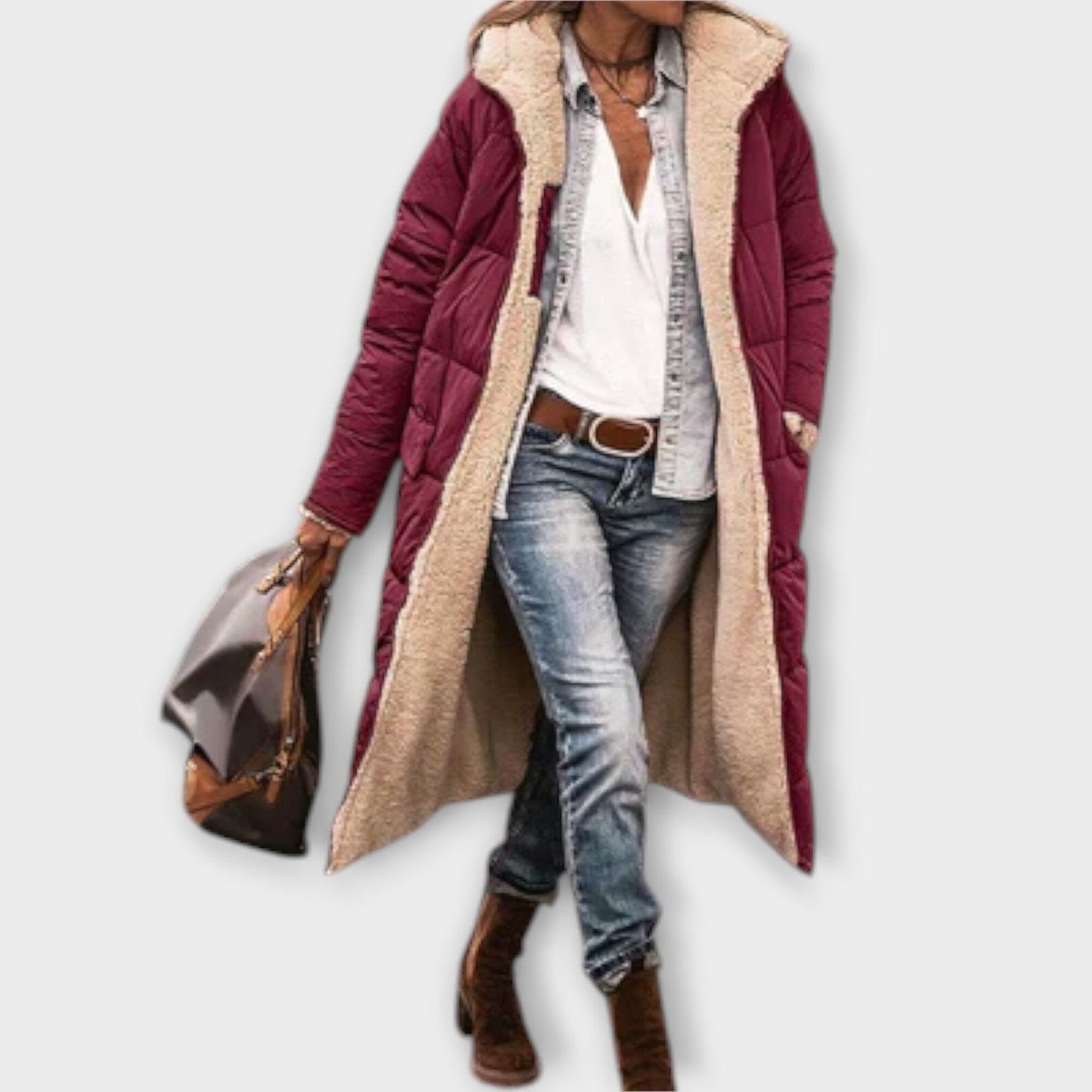 Kora - Abrigo Acogedor con Forro de Piel Kora - Abrigo Acogedor con Forro de Piel A minha loja Rojo vino XS 