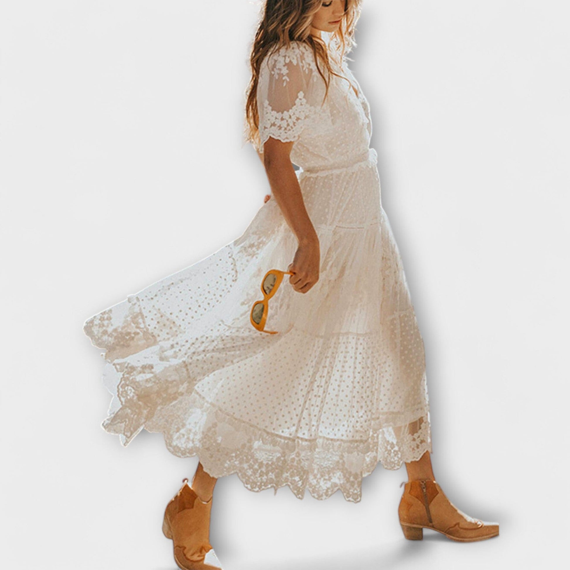 Lacey – Vestido midi con escote en V y mangas cortas Lacey – Vestido midi con escote en V y mangas cortas A minha loja 