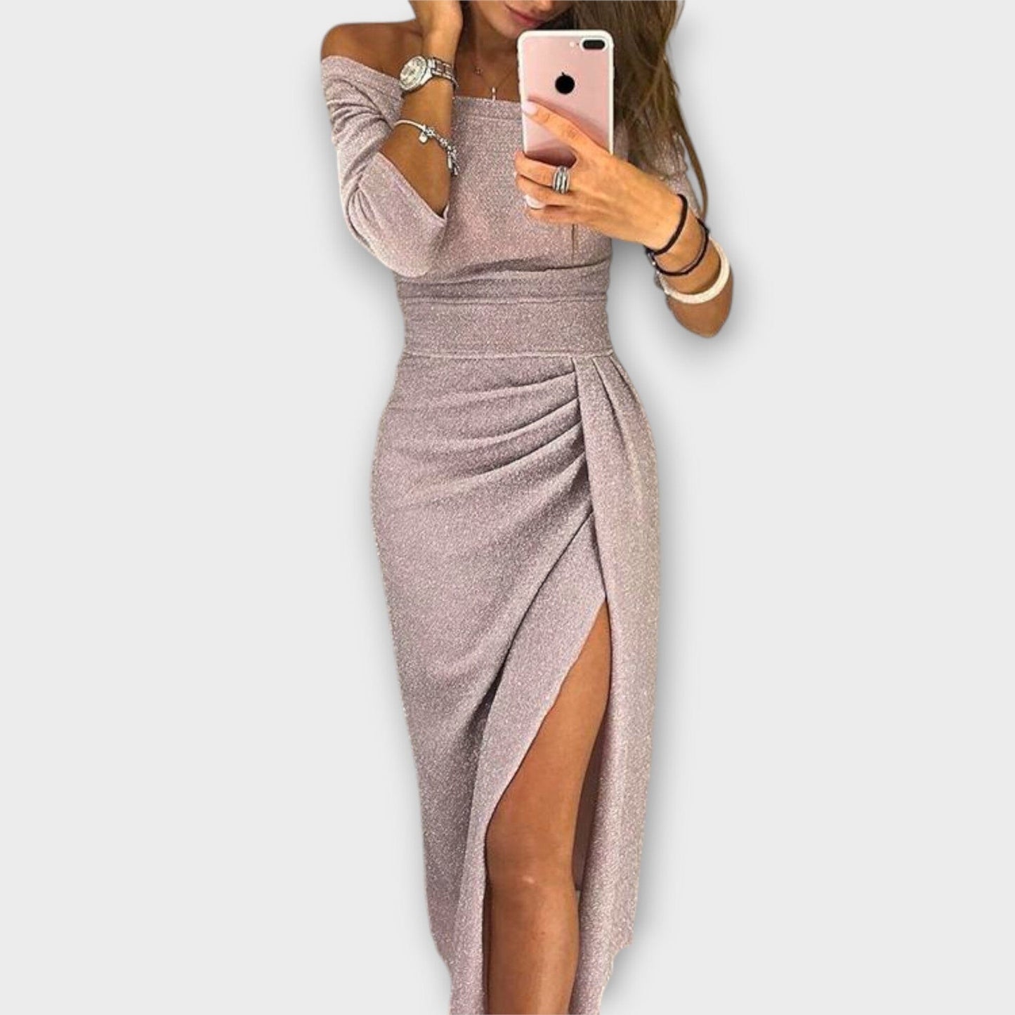 Lena – Elegante vestido off-shoulder Lena – Elegante vestido off-shoulder A minha loja Violett S 