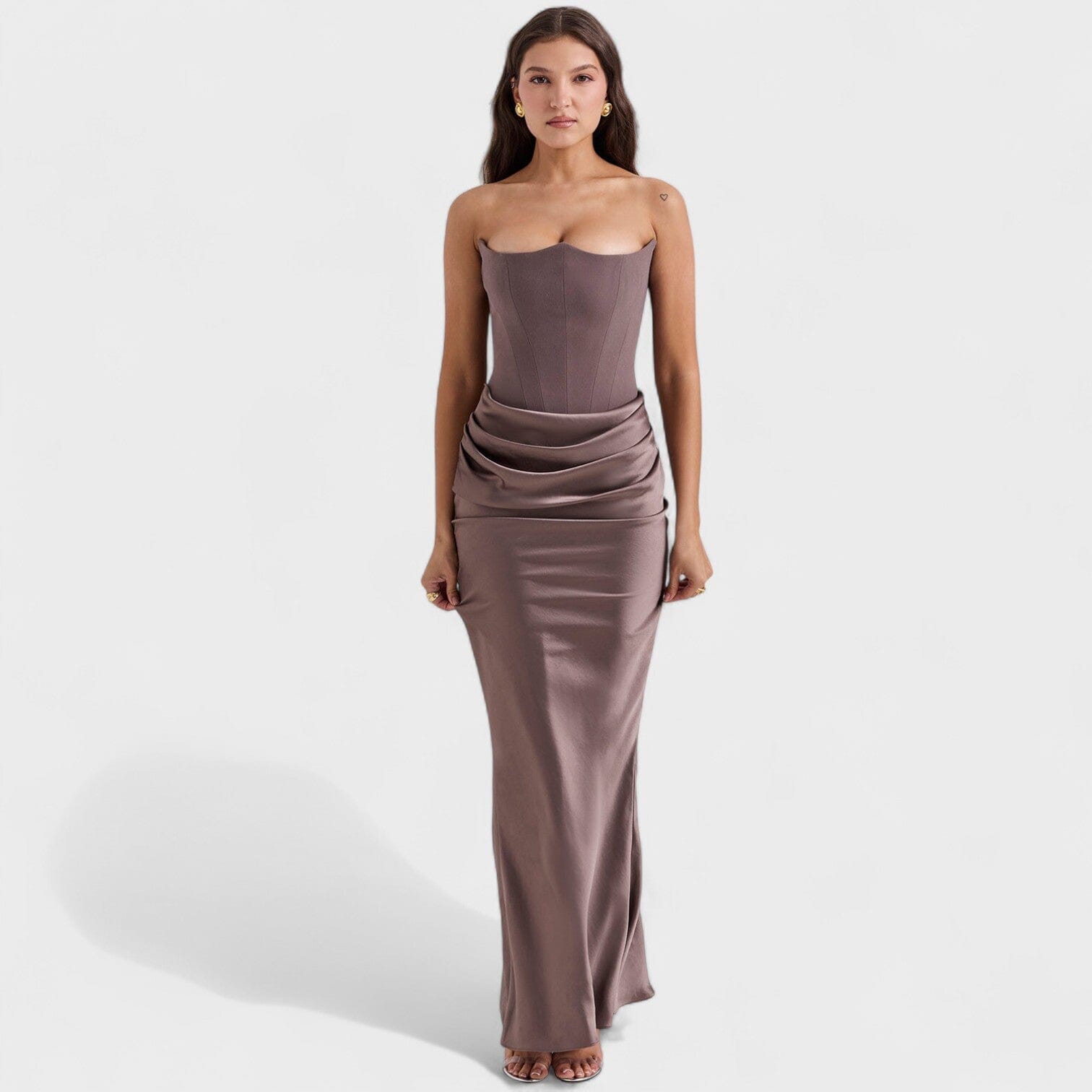 Lina - Vestido Maxi Elegante Lina - Vestido Maxi Elegante Rita Gris S 