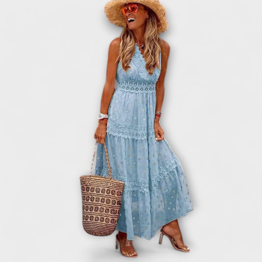 Lola – Vestido largo con encaje boho Lola – Vestido largo con encaje boho A minha loja Azul S 