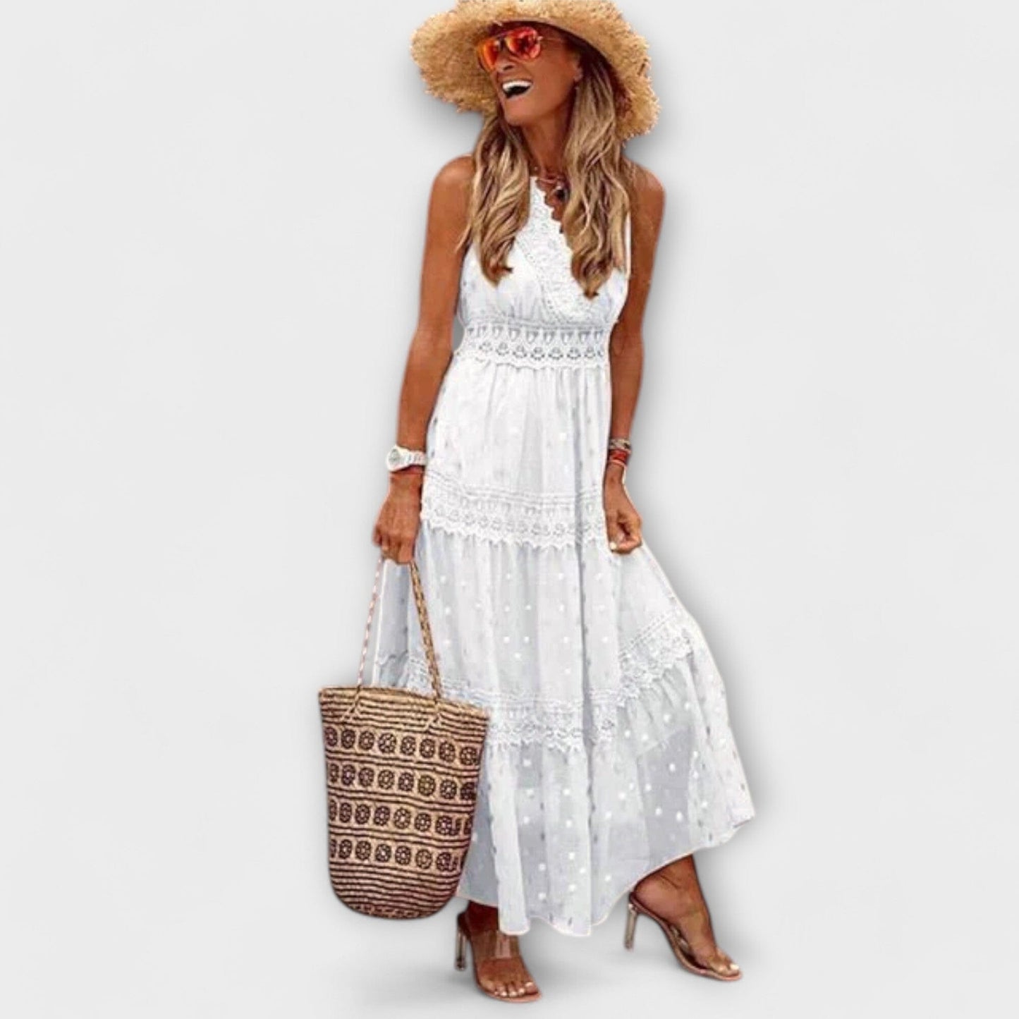 Lola – Vestido largo con encaje boho Lola – Vestido largo con encaje boho A minha loja Blanco S 