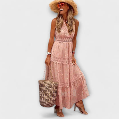 Lola – Vestido largo con encaje boho Lola – Vestido largo con encaje boho A minha loja Pink S 
