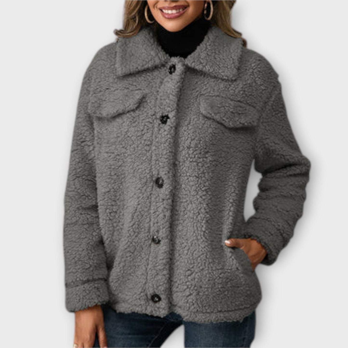 Lucy – Chaqueta de peluche cálida Lucy – Chaqueta de peluche cálida A minha loja S Grau 