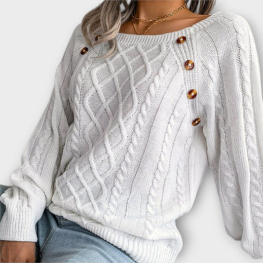 Malia - Suéter de Punto con Botones Malia - Suéter de Punto con Botones A minha loja Blanco S 
