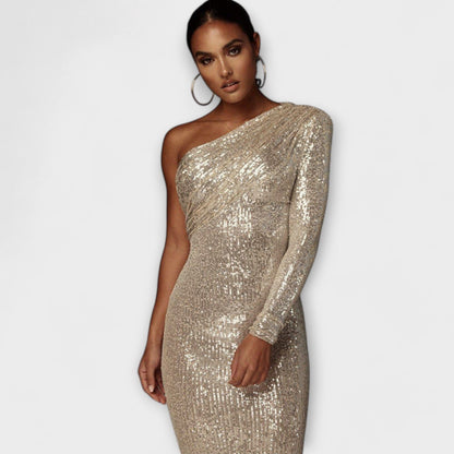 Margely – Vestido de noche con escote cruzado Margely – Vestido de noche con escote cruzado A minha loja Oro XS 