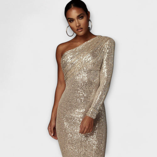 Margely – Vestido de noche con escote cruzado Margely – Vestido de noche con escote cruzado A minha loja Oro XS 