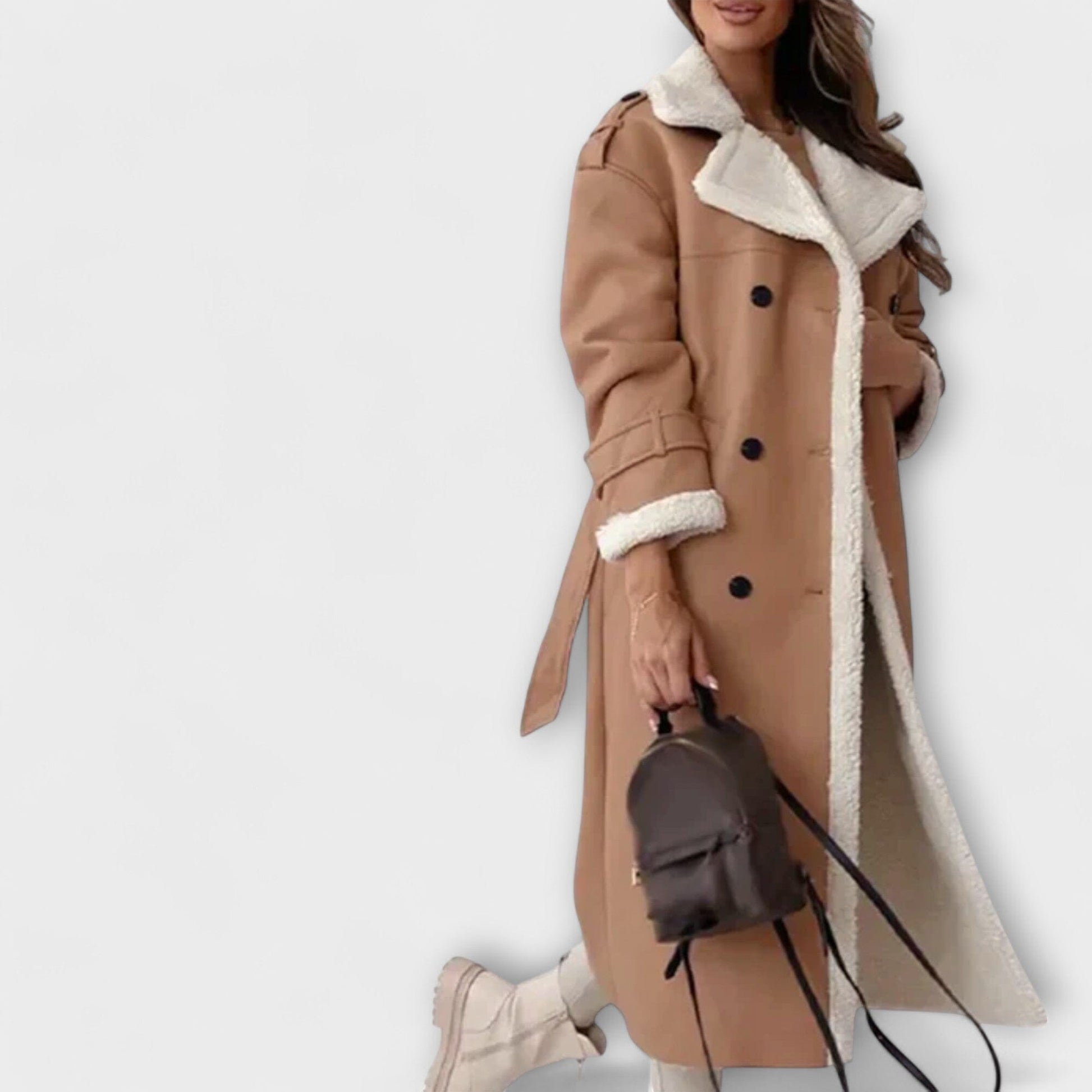 Maria – Abrigo largo clásico con forro polar y cuello de teddy Maria – Abrigo largo clásico con forro polar y cuello de teddy A minha loja 